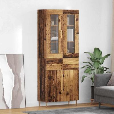 Hoge kast met lade 2 pcs Oudhout Bewerkt hout
