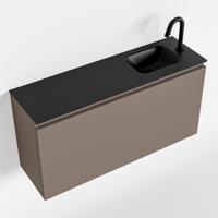 MONDIAZ OLAN 100cm toiletmeubel smoke. LEX wastafel urban rechts 1 kraangat - thumbnail