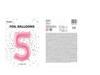 Folieballon cijfer 5 roze 86cm - thumbnail