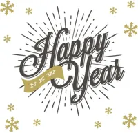 Duni 3-laags tissue servet new year 33x33cm wit, zwart 20 stuks - thumbnail