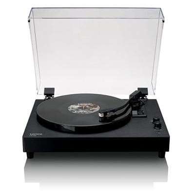 Houten platenspeler met ingebouwde speakers en Bluetooth®