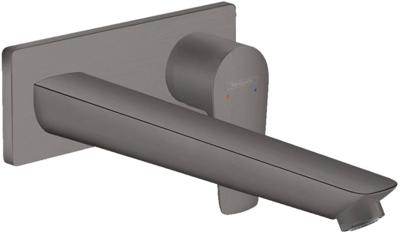 Wastafelmengkraan Talis E HansGrohe Afdekset Uitloop 22.5 cm en Afvoerplug Geborsteld Zwart Chroom