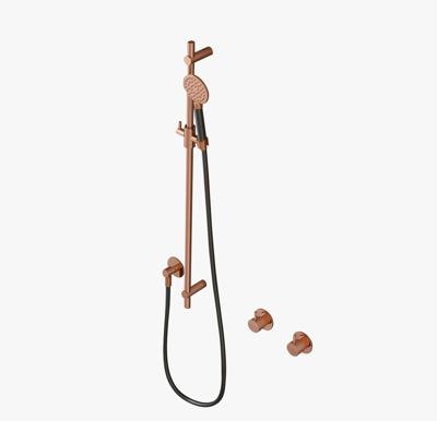 Glijstangset Hotbath Cobber Met Wandaansluitbocht En Handdouche Geborsteld Koper Living Colours