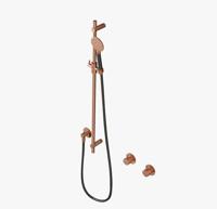 Glijstangset Hotbath Cobber Met Wandaansluitbocht En Handdouche Geborsteld Koper Living Colours - thumbnail