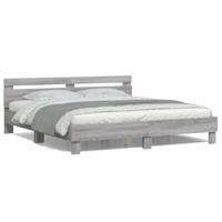 Bedframe met hoofdeinde en LED grijs sonoma eiken 200x200 cm - thumbnail