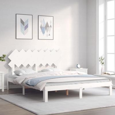 Bedframe zonder matras massief grenenhout wit 160x200 cm Bedframe zonder matras massief grenenhout wit 160x200 cm