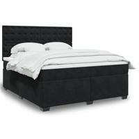 Boxspring met matras fluweel zwart 180x200 cm - thumbnail