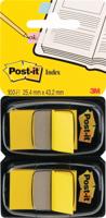 Post-it index standaard, ft 24,4 x 43,2 mm, houder met 2 x 50 tabs, geel - thumbnail