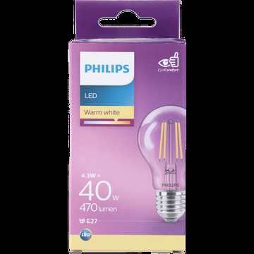 Philips LED Lamp Transparant 40 W E27 warmwit licht bij Jumbo Philips LED Lamp Transparant 40 W E27 warmwit licht bij Jumbo