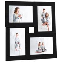 VidaXL Fotolijst voor 4x(10x15 cm) foto mdf zwart - thumbnail