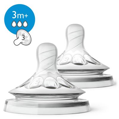 Philips AVENT 2 stuks, normale speen, 3m+, Natural-speen