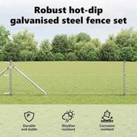 VidaXL Afrasteringspaal zilver 10 x 0,8 m (40 x 40 mm gaas) staal - thumbnail