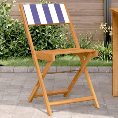 Bistrostoelen 2 st massief acaciahout en stof blauw en wit Bistrostoelen 2 st massief acaciahout en stof blauw en wit