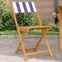 Bistrostoelen 2 st massief acaciahout en stof blauw en wit - thumbnail