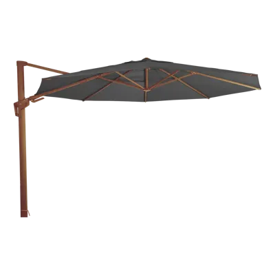 VirgoFlex Zweefparasol houtlook grijs 350 cm ronde parasol