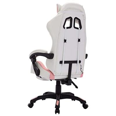 Racestoel met RGB LED-verlichting kunstleer roze en wit - thumbnail