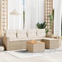 6-delige Loungeset met kussens poly rattan beige - thumbnail