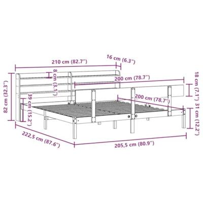 Bedframe zonder matras massief grenenhout 200x200 cm