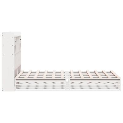 Bed met boekenkast zonder matras grenenhout wit 160x200 cm