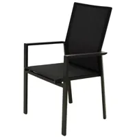Tuinstoel Delia hoge rug alu text. zwart stapelbaar - thumbnail