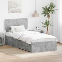 Bedframe met hoofdeinde Beton Grijs 90 x 190 cm Bewerkt hout - thumbnail