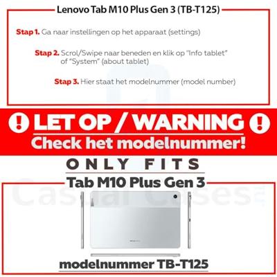 Lunso - Lenovo Tab M10 Plus Gen 3 (3e generatie) - Stand flip Bookcase hoes - Zwart