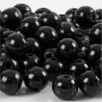 Creativ Company Houten kralen, d 10 mm, gatgrootte 3 mm, ca. 70 stuk, zwart, 20 gr/ 1 doos