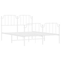 Bedframe met hoofd- en voeteneinde metaal wit 135x190 cm - thumbnail
