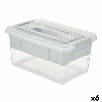 Multi-functionele Kist Kipit Grijs Transparant Plastic 5 L (6 Stuks)