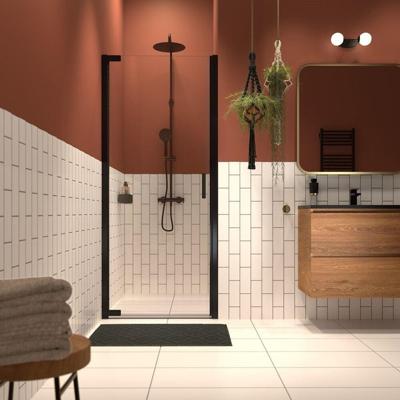 Sealskin Inc. Draaideur in nis 90x200cm 8mm helder veiligheidsglas met antikalklaag zwart mat CXI200906195100 Sealskin Inc. Draaideur in nis 90x200cm 8mm helder veiligheidsglas met antikalklaag zwart mat CXI200906195100