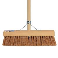 Zachte bezem van kokosvezel 30 cm met houten steel 150 cm - thumbnail