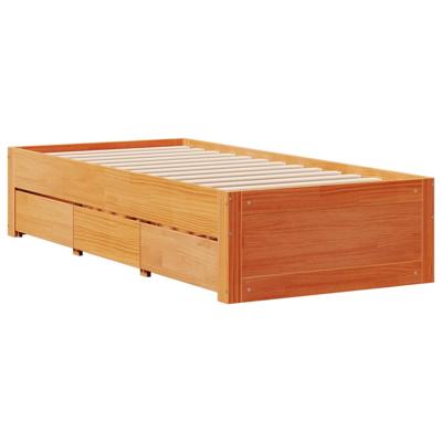 Bed met boekenkast zonder matras grenenhout wasbruin 100x200 cm