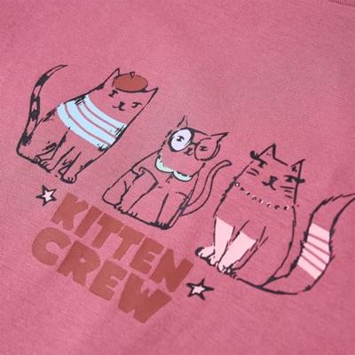 Kindershirt met lange mouwen kittenprint 116 frambooskleurig Kindershirt met lange mouwen kittenprint 116 frambooskleurig