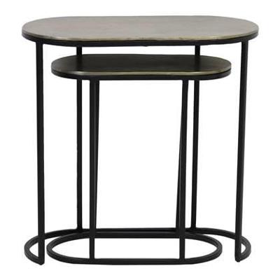 Light & Living Bijzettafel 'Bocov' Set van 2 stuks max, antiek brons-zwart