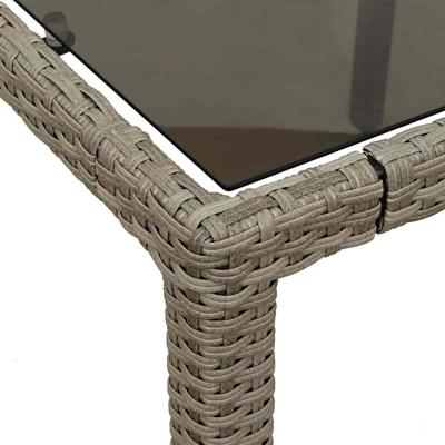 3-delige Tuinset met kussens poly rattan en glas grijs - thumbnail