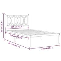 Bedframe met hoofdbord metaal wit 107x203 cm - thumbnail