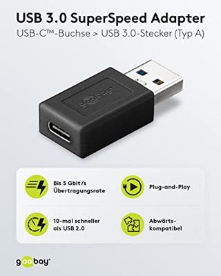 Goobay USB naar USB-C adapter zwart - 9550400 Goobay USB naar USB-C adapter zwart - 9550400