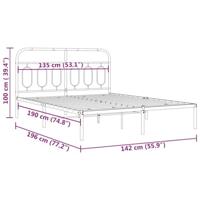 Bedframe met hoofdbord metaal zwart 135x190 cm - thumbnail