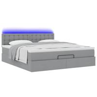 Ottoman bed met matras en LED's 90x190cm stof lichtgrijs - thumbnail