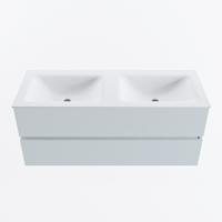 MONDIAZ VICA 120cm badmeubel onderkast Clay 2 lades. Wastafel CLOUD dubbel zonder kraangat, kleur Talc. - thumbnail