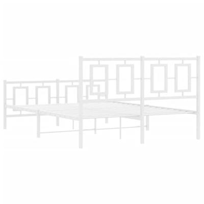 Bedframe met hoofd- en voeteneinde metaal wit 135x190 cm Bedframe met hoofd- en voeteneinde metaal wit 135x190 cm