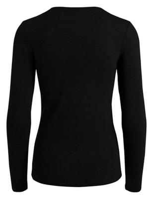 Dames ondershirt lange mouw - Long Tee - Katoenen T-shirt lange mouwen - Wit - Zwart