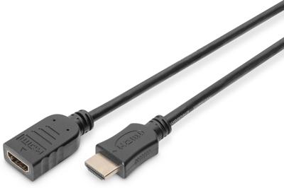 Digitus AK-330201-030-S HDMI-kabel HDMI Verlengkabel HDMI-A-stekker, HDMI-A-bus 3.00 m Zwart 4K UHD, Rond, Vergulde steekcontacten, Afgeschermd (drievoudig)