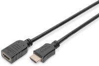 Digitus AK-330201-030-S HDMI-kabel HDMI Verlengkabel HDMI-A-stekker, HDMI-A-bus 3.00 m Zwart 4K UHD, Rond, Vergulde steekcontacten, Afgeschermd (drievoudig) - thumbnail