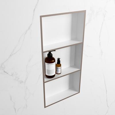 MONDIAZ EASY Nis 59,5x29,5cm in solid surface kleur Smoke | Talc. 3 vakken geschikt voor in- of opbouw MONDIAZ EASY Nis 59,5x29,5cm in solid surface kleur Smoke | Talc. 3 vakken geschikt voor in- of opbouw