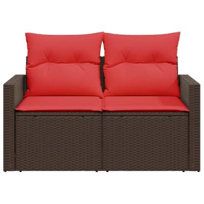 Tuinbank 2-zits met kussens poly rattan bruin Tuinbank 2-zits met kussens poly rattan bruin