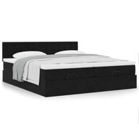 Ottoman bed met matrassen 160x200cm fluweel zwart - thumbnail