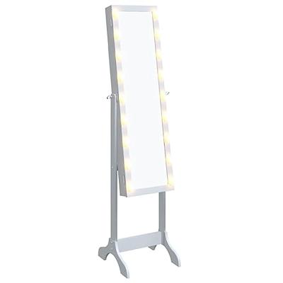VidaXL Spiegel vrijstaand met led's 34x37x146 cm wit