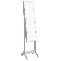 VidaXL Spiegel vrijstaand met led's 34x37x146 cm wit - thumbnail