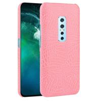 Voor vivo V17 Pro schokbestendige krokodil textuur PC + PU case (roze) - thumbnail